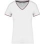 Kariban T-shirt maille piquée col V femme white/navy/red
