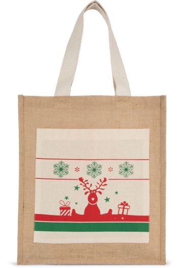 Image produit Sac shopping jute avec motifs de Noël