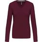 Kariban T-shirt col V manches longues femme wine