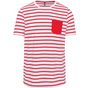 Kariban T-shirt rayé marin avec poche manches courtes striped_white/red