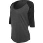 Build Your Brand Ladies 3/4 Contrast Raglan Tee charcoal/black