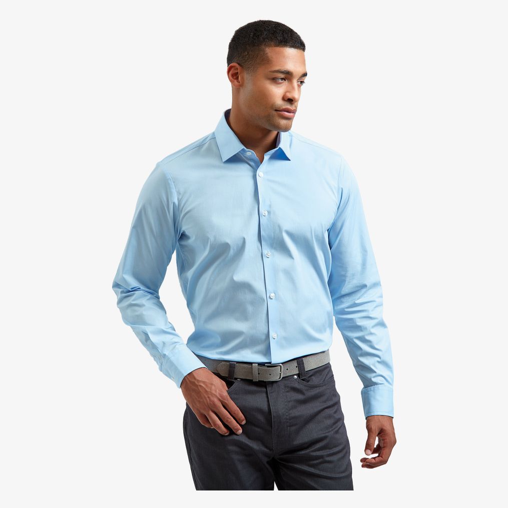 Chemise en popeline stretch à manches longues pour homme Premier