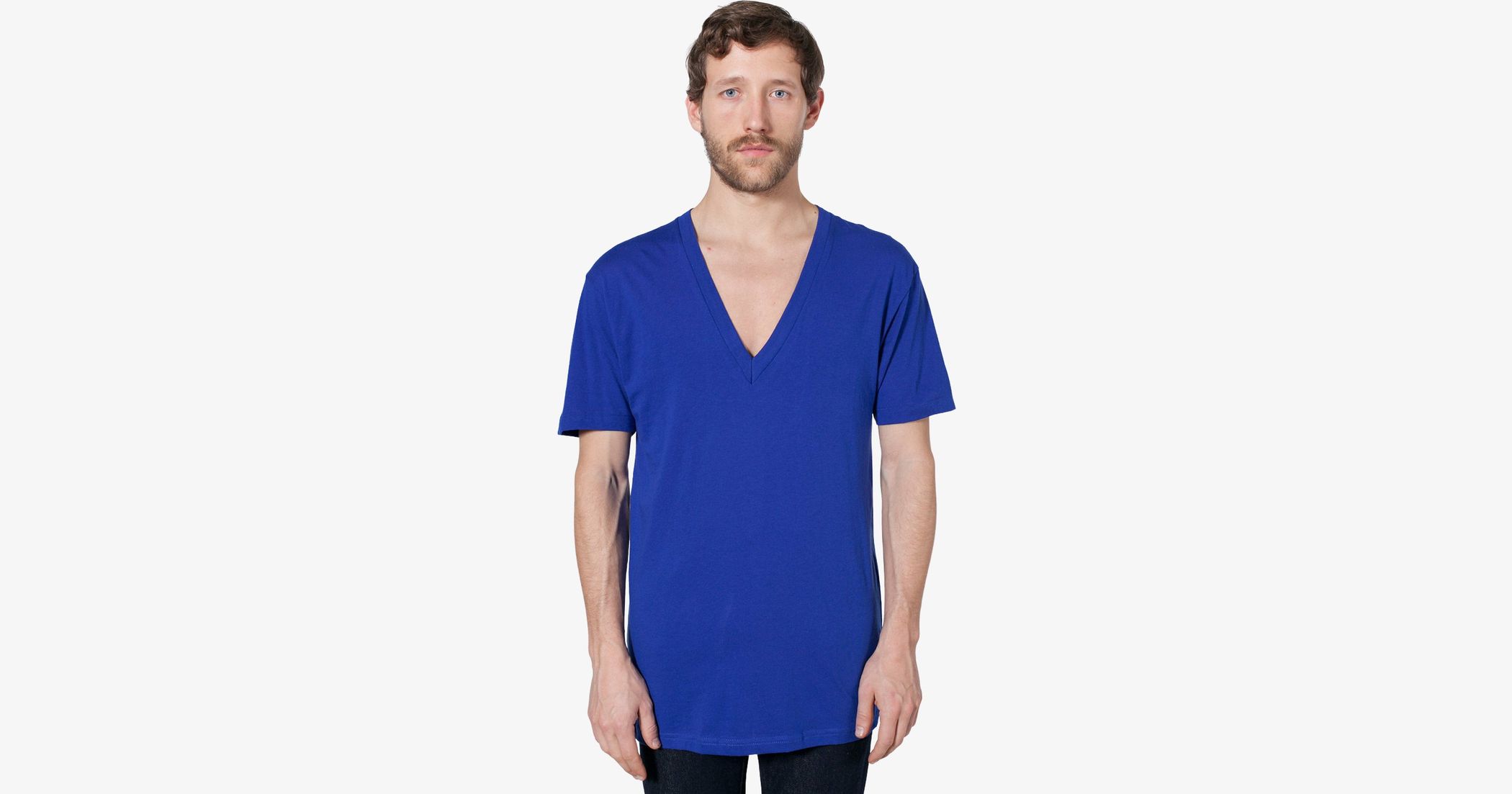 American apparel Unisex sheer jersey short sleeve deep v-neck