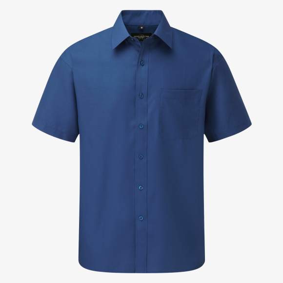 Men’s short sleeve classic polycotton poplin shirt Russell Collection