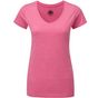 Russell Ladies v neck hd t pink_marl