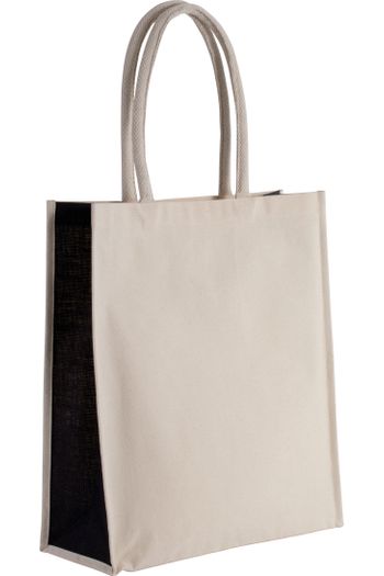 Sac cabas en coton / jute - 23 L - Natural/black