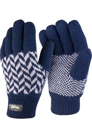 Pattern Thinsulate glove - Navy/grey