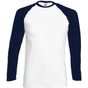 fruit of the loom Long Sleeve Baseball T blanc/bleu_fonce