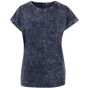 Build Your Brand Ladies Acid Washed Extended Shoulder Tee indigo_white