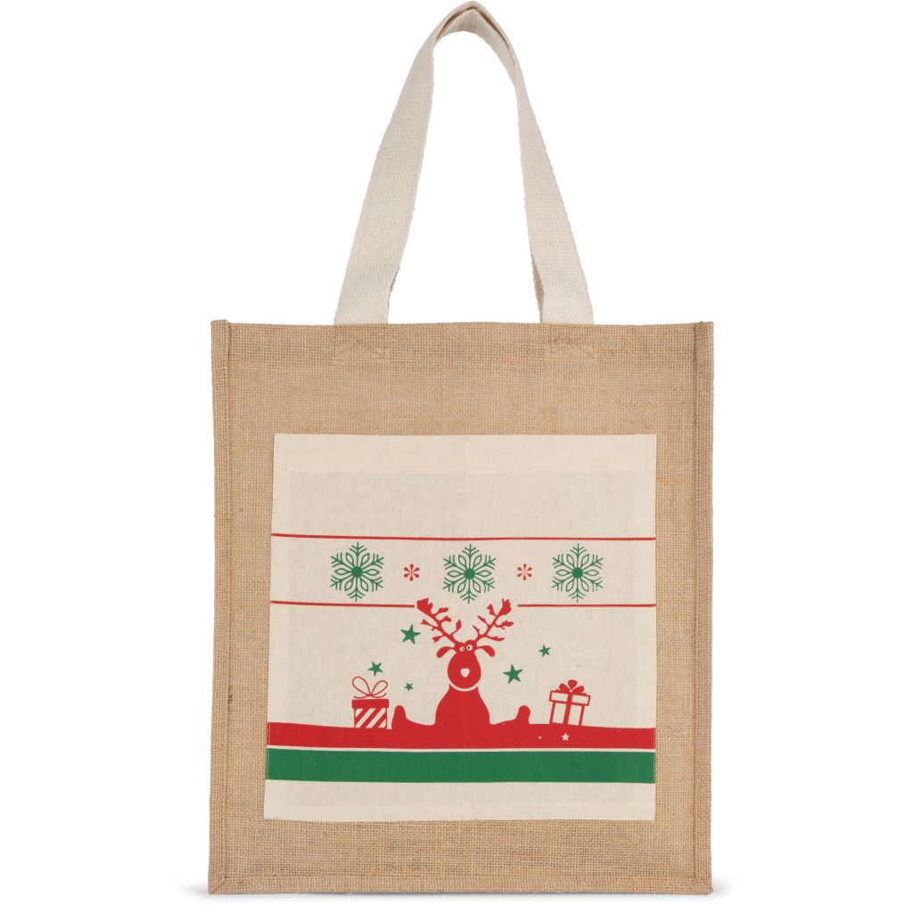 Sac shopping jute avec motifs de Noël Kimood
