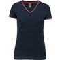Kariban T-shirt maille piquée col V femme navy/red/white