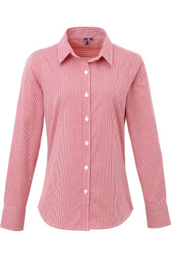 Image produit Chemise à micro-carreaux vichy et manches longues pour femme