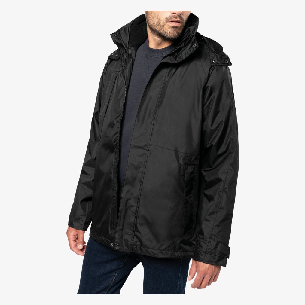 Parka Doublure Matelassée Kariban - Noir XXL Homme, Polyester Oxford, Fermeture Zip, Poches Zippées, Capuche, Col Polaire - Veste Chaude Hiver - 6