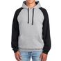 Jerzees Nublend® colour-block raglan hooded sweatshirt oxford/black