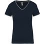 Kariban T-shirt maille piquée col V femme navy/light_grey/white