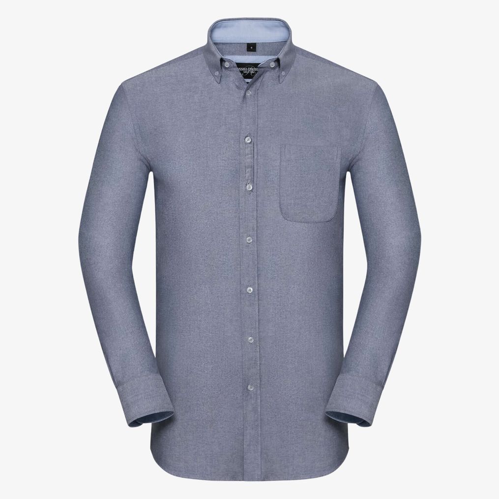 Men’s long sleeve tailored washed oxford Russell Collection