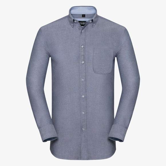 Men’s long sleeve tailored washed oxford Russell Collection