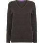 Henbury Ladies' 12gg v-neck jumper grey_marl