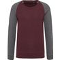 Kariban Sweat-shirt BIO bicolore col rond manches raglan homme wine_heather/grey_heather