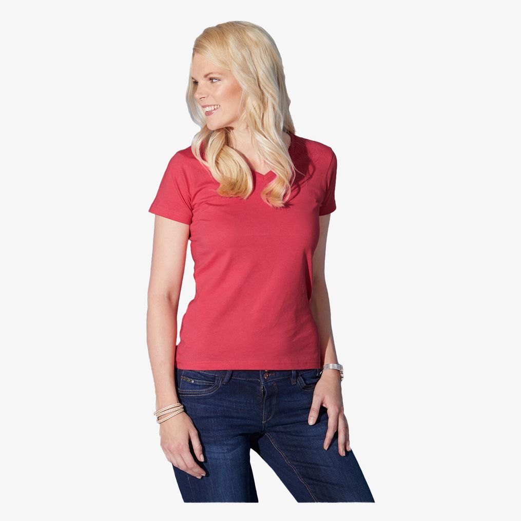 Ladies´ Slim Fit V-T James&Nicholson