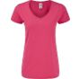fruit of the loom Ladies 150 V-neck T fuchsia