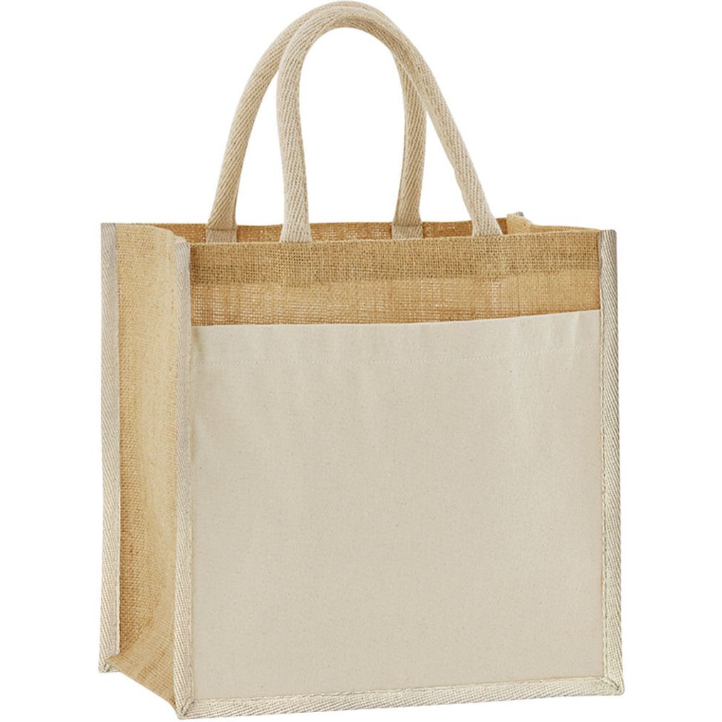 Tote bag midi en coton jute amidonné naturel Westford Mill
