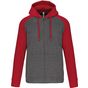 ProAct Veste molleton zippée capuche bicolore unisexe grey_heather/sporty_red