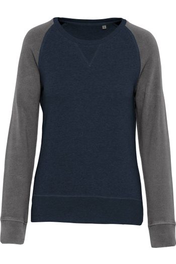 Image produit Sweat-shirt BIO bicolore col rond manches raglan femme