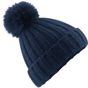 Beechfield Bonnet à pompon en maille épaisse et fourrure Verbier navy