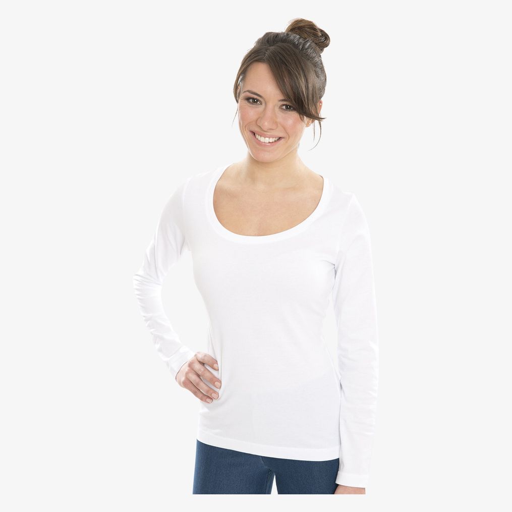 Sheila - Women`s Organic Deep Round LS Nakedshirt