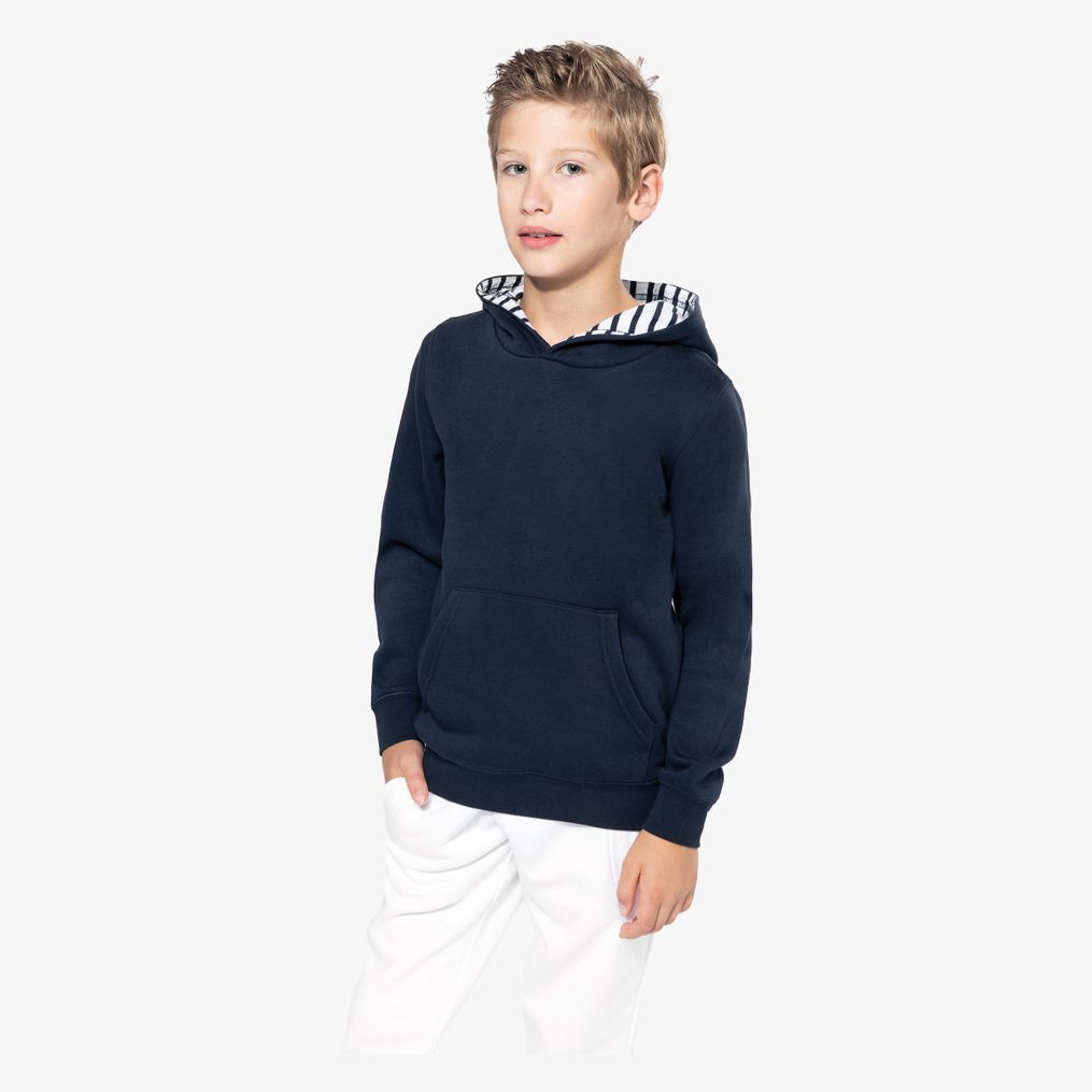 Sweat-shirt à capuche contrastée à motifs enfant unisexe kariban