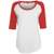 Build Your Brand Ladies 3/4 Contrast Raglan Tee - white/red - L