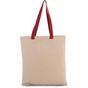 Kimood Sac shopping plat en toile avec poignées contrastées natural/cherry_red