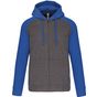 ProAct Veste molleton zippée capuche bicolore unisexe grey_heather/sporty_royal_blue