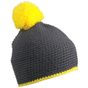 Myrtle Beach Pompon Hat with Contrast Stripe carbon/yellow