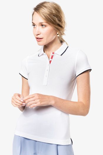 Image produit Polo maille piquée manches courtes femme