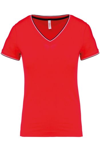 Image produit T-shirt maille piquée col V femme