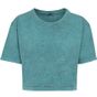 Build Your Brand Ladies Acid Washed Cropped Tee teal_black