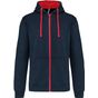 Kariban sweat-shirt zippé capuche contrastée navy/red