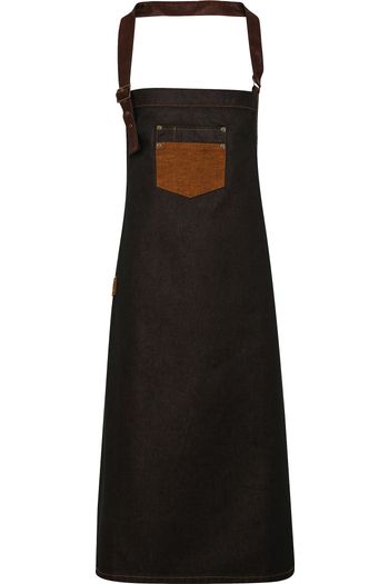 Image produit Tablier à bavette "Division" denim effet ciré et simili cuir