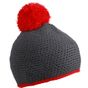 Myrtle Beach Pompon Hat with Contrast Stripe carbon/red