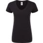 fruit of the loom Ladies 150 V-neck T black