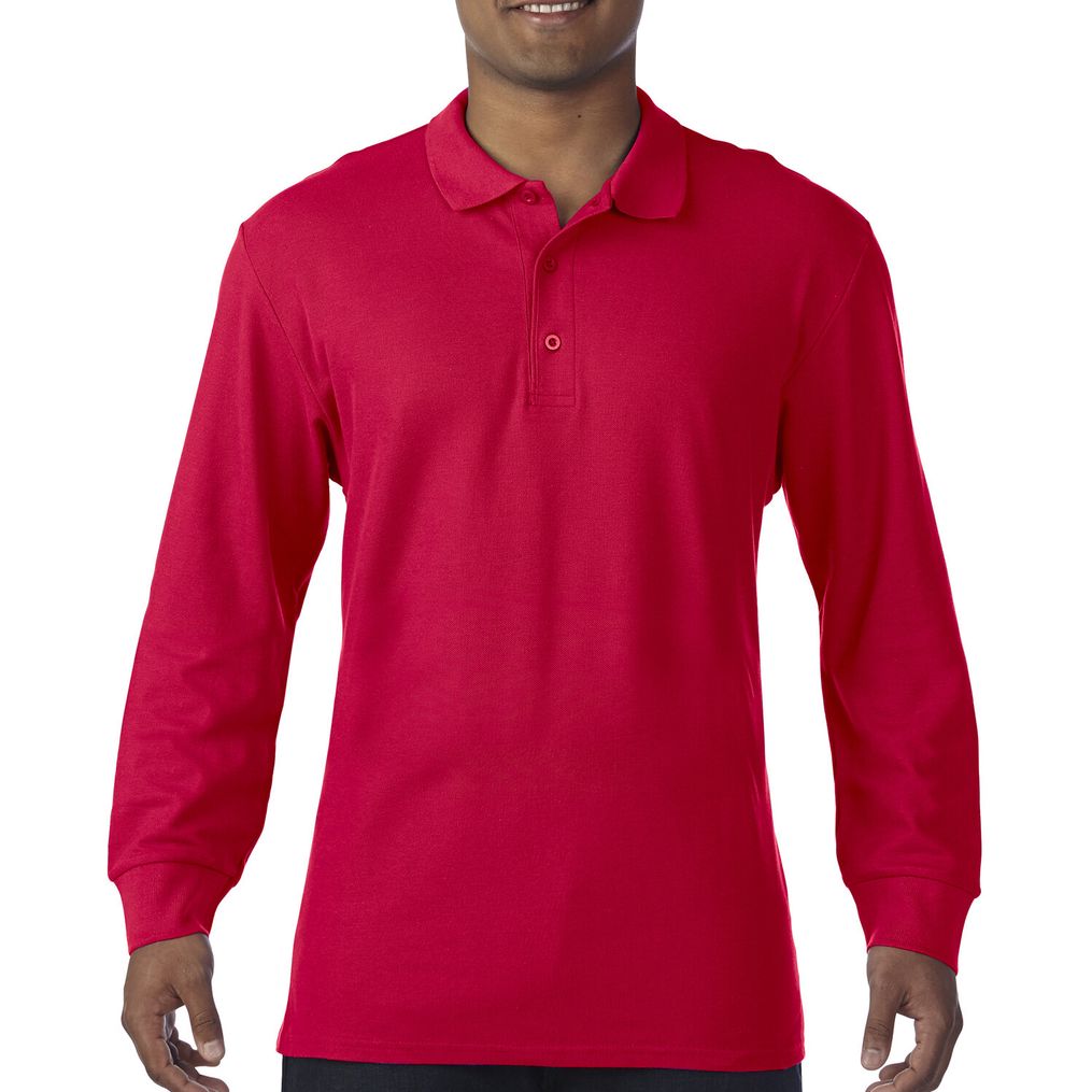 Premium Cotton Adult Double Piqué Polo LS Gildan