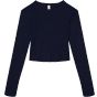 Bella Women's micro rib long sleeve baby tee solid_navy_blend