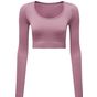 TriDri Haut court femme Tridri® 3D fit côtelé et sans coutures. mauve