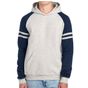 Jerzees Nublend® varsity colour-block hooded sweatshirt oatmeal_heather/indigo_heather
