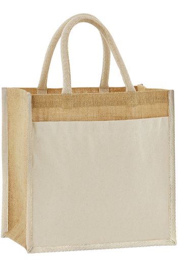 Tote bag midi en coton jute amidonné naturel - Natural