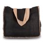 Kimood Sac en jute avec coutures contrastées black/natural