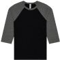 Bella Unisex 3/4 sleeve baseball tee - black/deep_heather - L