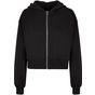 Build Your Brand Ladies Short Oversized Zip Jacket black